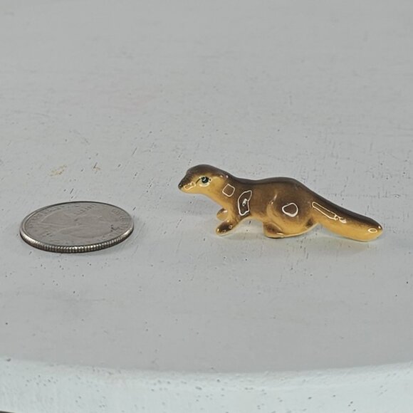 Bug House Bone China River Otter Ferret Weasel Miniature Figurine Tiny - Picture 3 of 10